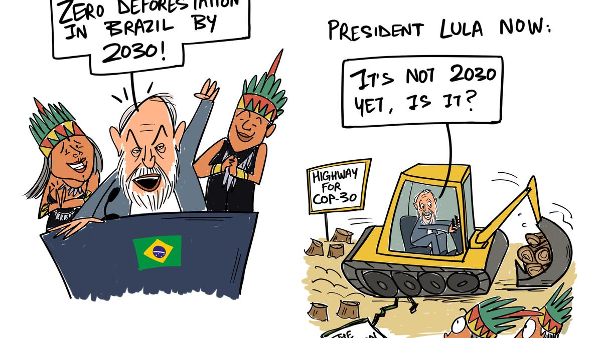 Green Humour by Rohan Chakravarty on deforestation in Brazil ahead of COP30 climate summit